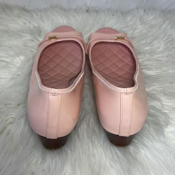 Cole Haan Grand OS Emory Shell Pink Patent Peep Toe Wedge Shoes Sz 10 - Picture 3 of 6